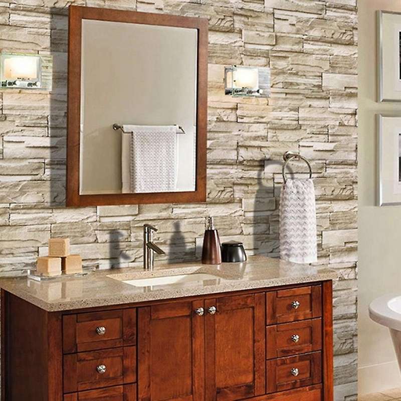 6M Vinyl 3D Brick Rock Sticker Paper Self Adhesive Wallpaper Furniture Wall Stickers
