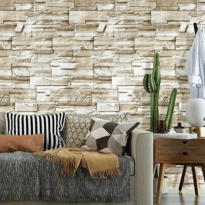 6M Vinyl 3D Brick Rock Sticker Paper Self Adhesive Wallpaper Furniture Wall Stickers