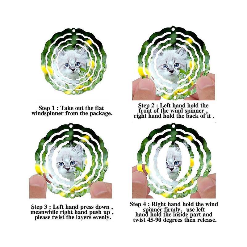 6pack 3 Inch Sublimation Wind Spinner Blanks 3d Wind Spinners Hanging Wind Spinners for Indoor Outd