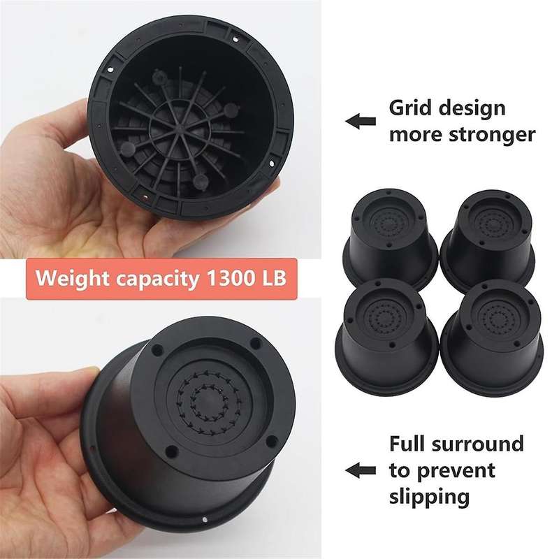6pack Furniture Risers Black Bed Risers 2.3 Inch,bed Lifts Risers for Sofa,couch,desk,extenders Supp