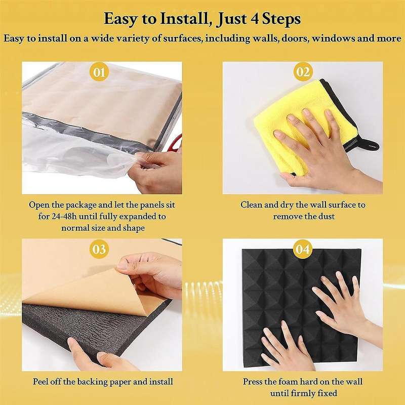 6pack Self Adhesive Soundproof Wall Panels 2x12x12inch Sound Proof Foam Panels for Wall,for Home,re