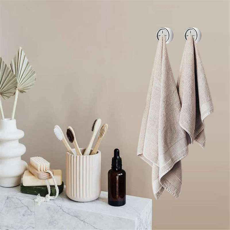 6Pack Kitchen Towel Hooks, Round Self Adhesive Wall Mount Hook, (Push to Hanging) Drilling Hand Towe
