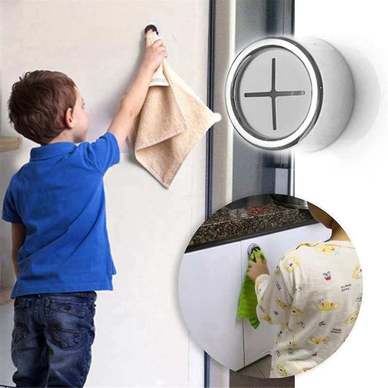 6Pack Kitchen Towel Hooks, Round Self Adhesive Wall Mount Hook, (Push to Hanging) Drilling Hand Towe