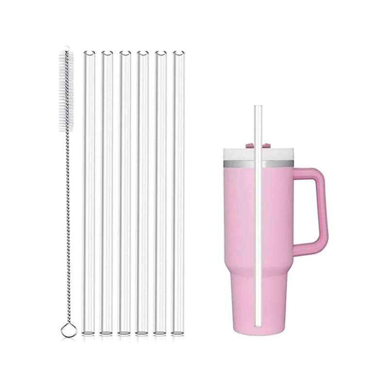6Pack Reusable Replacement Straws with Cleaning Brush for 40Oz Tumbler,Cup Straw for Tumbler Accesso