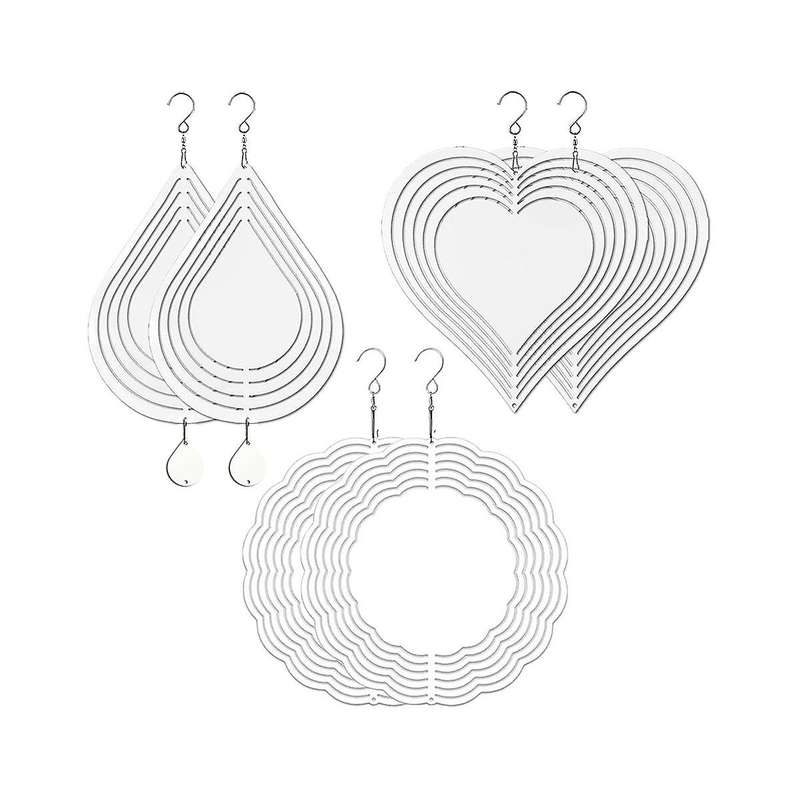 6pack Sublimation Wind Spinner Blanks,wind Spinners Wind Kinetic Sculptures with Drop Flower Heart