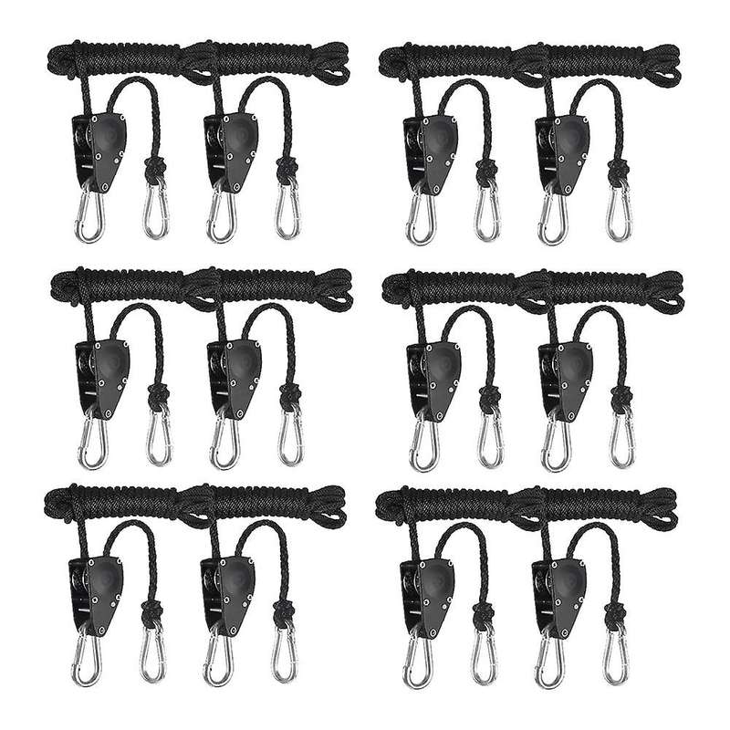 6-Pair 1/8 Inch Heavy Duty Adjustable Rope Clip Hanger for LED Grow Light Grow Tent Reinforced Metal