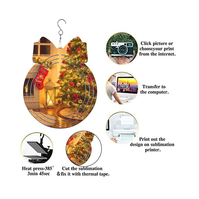 6packs 10inch Blanks Hanging Wind Spinners Christmas Gifts for Christmas Bell Garden Decoration