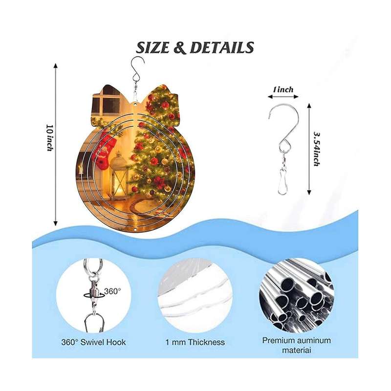 6packs 10inch Blanks Hanging Wind Spinners Christmas Gifts for Christmas Bell Garden Decoration