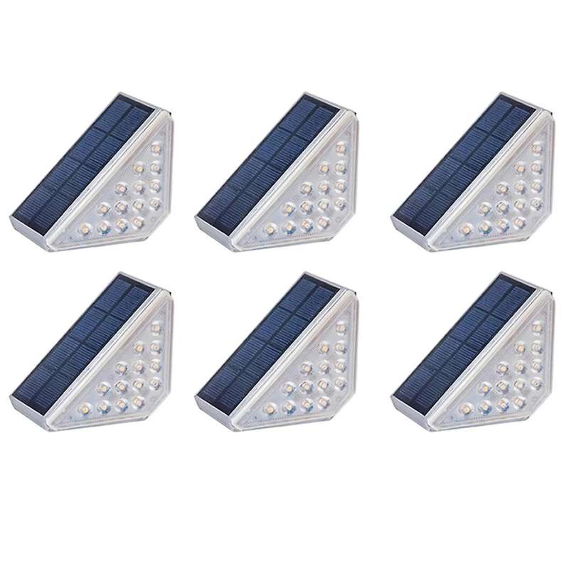 6Pack Solar Step Lights for Outside Waterproof, Outdoor Deck Steps Lights, Triangle Solar Stair Ligh