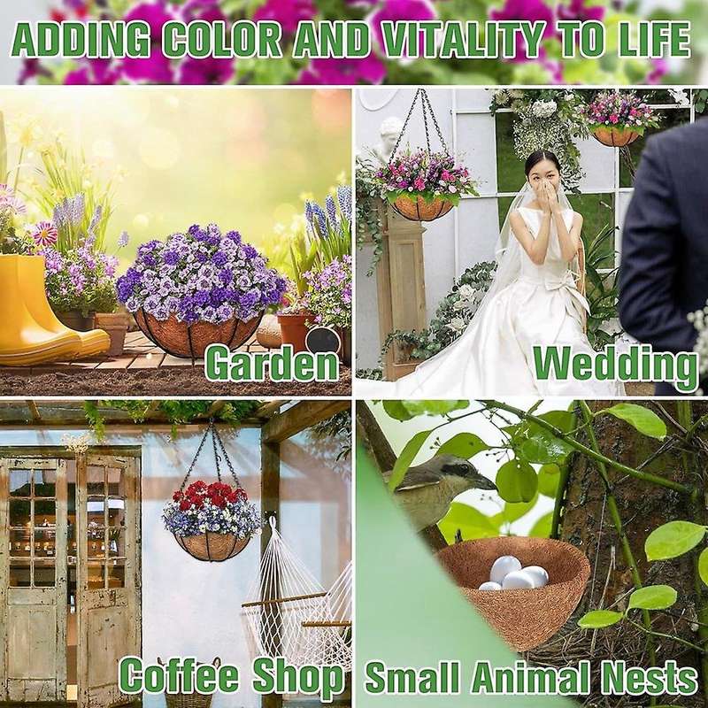 6PCS 10 Inch Natural Coconut Liner Round Coconut Hanging Basket Replacement Liners for Hanging Baske