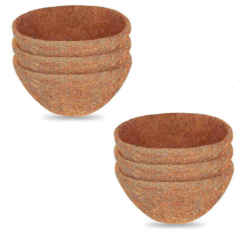 6PCS 10 Inch Natural Coconut Liner Round Coconut Hanging Basket Replacement Liners for Hanging Baske