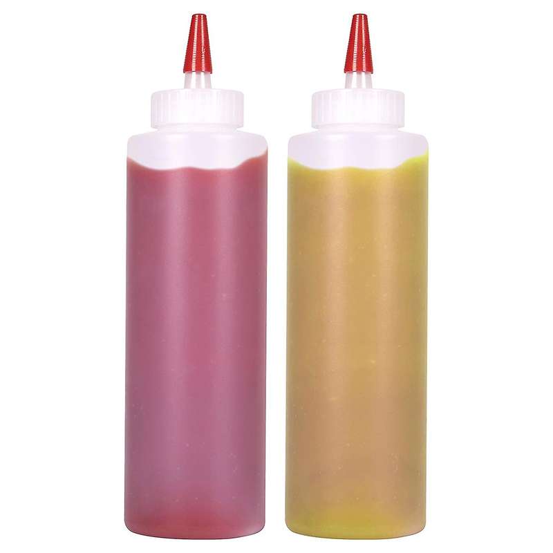 6pc Squeeze Squirt Condiment Bottles for Sauces - 16 Ounce - Perfect Containers for Ketchup, Bbq, S