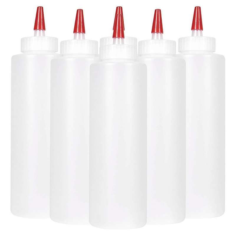 6pc Squeeze Squirt Condiment Bottles for Sauces - 16 Ounce - Perfect Containers for Ketchup, Bbq, S