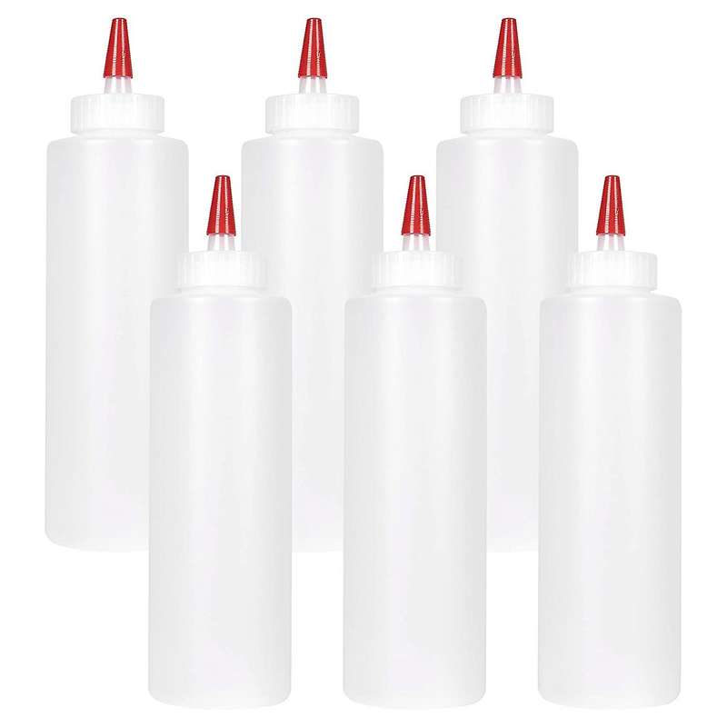 6pc Squeeze Squirt Condiment Bottles for Sauces - 16 Ounce - Perfect Containers for Ketchup, Bbq, S