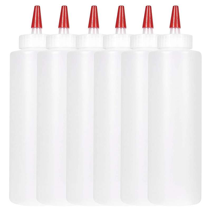 6pc Squeeze Squirt Condiment Bottles for Sauces - 16 Ounce - Perfect Containers for Ketchup, Bbq, S