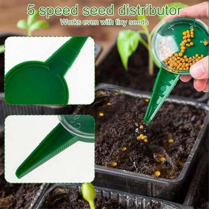 6PC Mini Seed Spreader Set,Mini Seed Planter Tool,Seed Dispenser Manual Seedlings Dibber and Widger,
