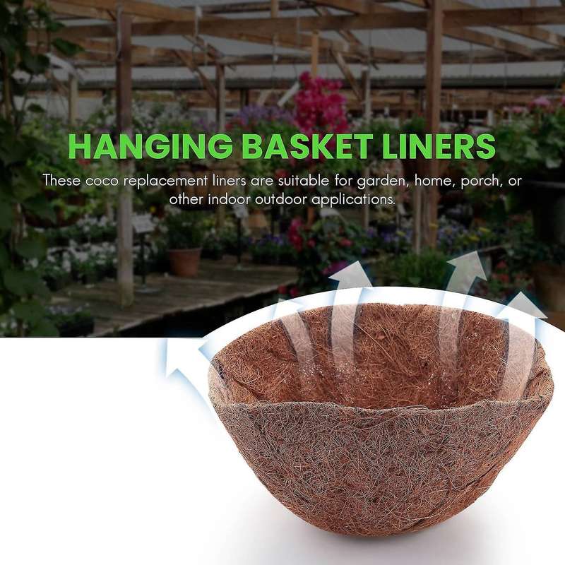 6pcs 10in Half Round Liner Half Circle Coconut Fiber Replacement Liners for Hanging Baskets Garden