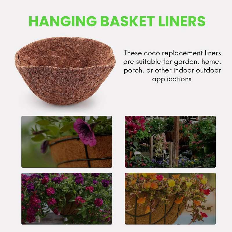 6pcs 10in Half Round Liner Half Circle Coconut Fiber Replacement Liners for Hanging Baskets Garden
