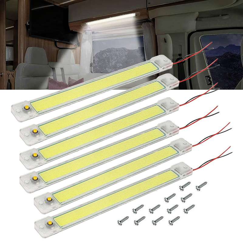 6PCS 12V-24V 84LED T5 COB LED Interior Light COB Cabin Lights RV Ceiling Lights Reading Lights for C