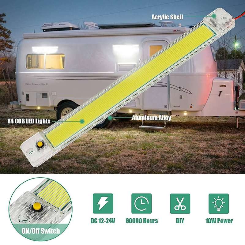 6PCS 12V-24V 84LED T5 COB LED Interior Light COB Cabin Lights RV Ceiling Lights Reading Lights for C
