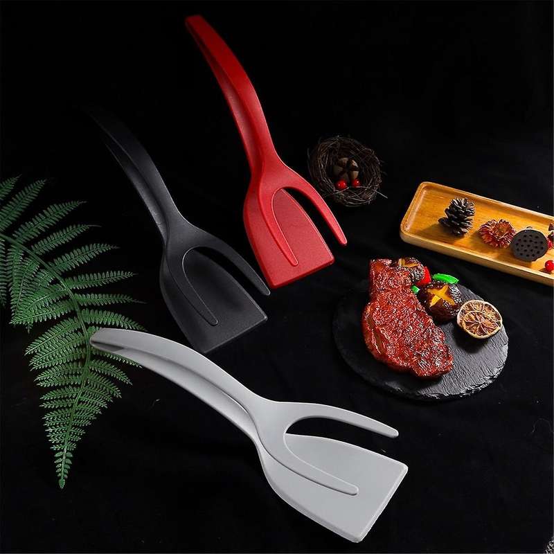 6PCS 2-In-1 Kitchenware Nylon Clip Cuisine Accessories Steak Spatula Tongs Flip Pliers Pancake Cook