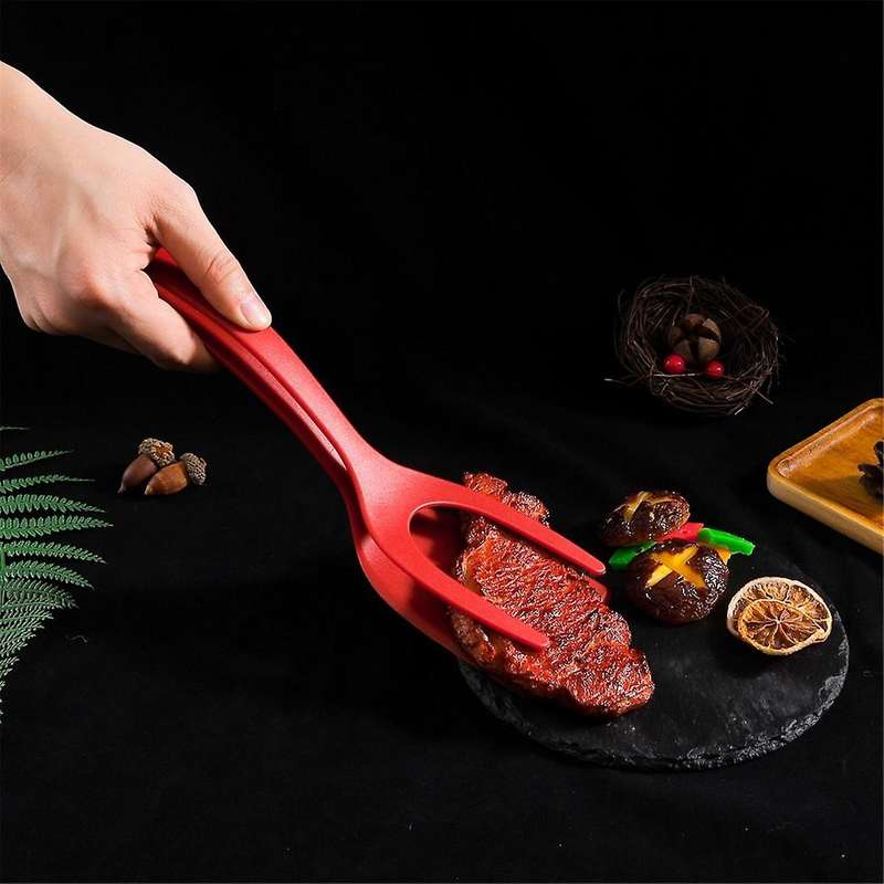 6PCS 2-In-1 Kitchenware Nylon Clip Cuisine Accessories Steak Spatula Tongs Flip Pliers Pancake Cook