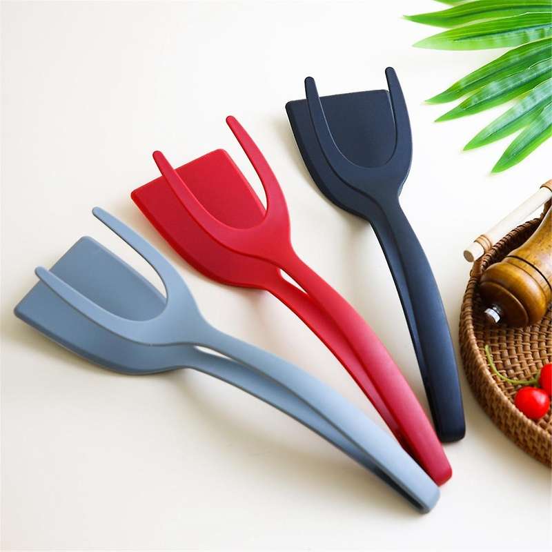 6PCS 2-In-1 Kitchenware Nylon Clip Cuisine Accessories Steak Spatula Tongs Flip Pliers Pancake Cook