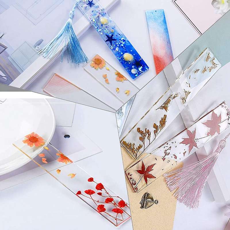 6Pcs 3.7 Inch Rectangle Silicone Bookmark Mold Craft Transparent Mold