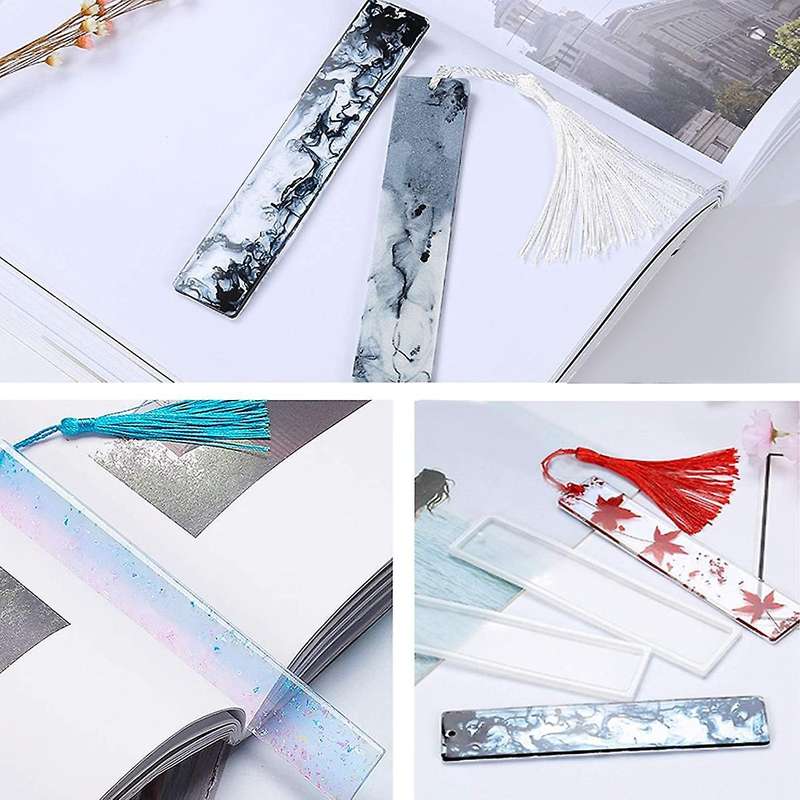 6Pcs 3.7 Inch Rectangle Silicone Bookmark Mold Craft Transparent Mold
