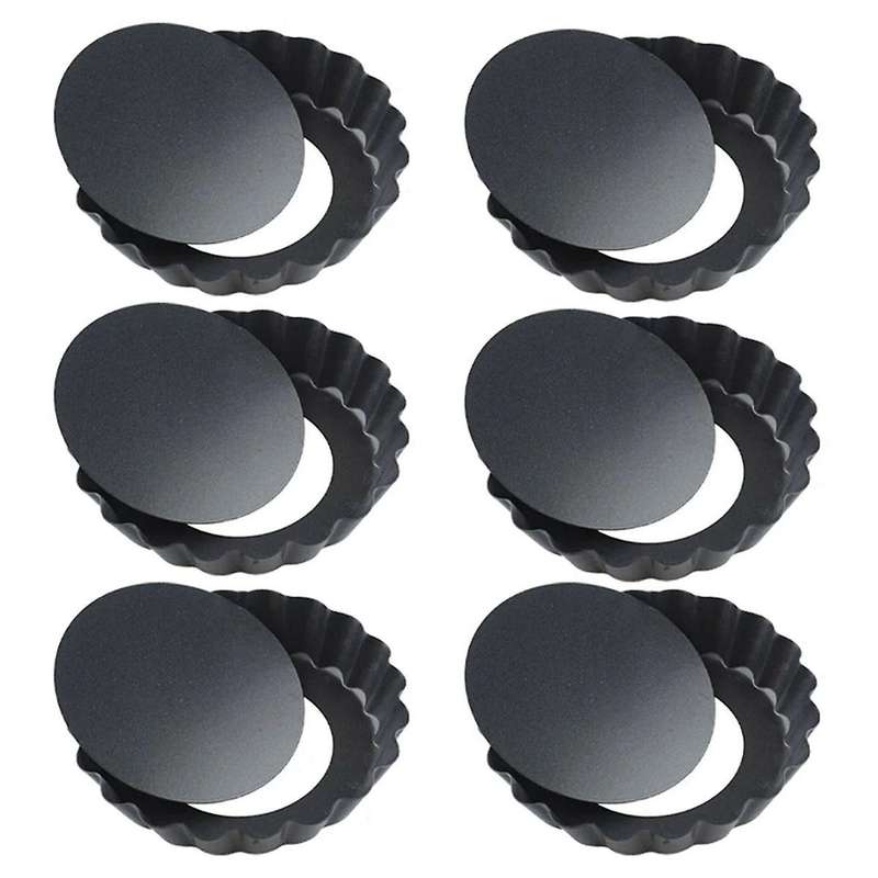 6pcs 4in/10cm Mini Pie Muffin Cupcake Pans Non-stick Tart Quiche Flan Pan Mold Removable Loose Botto