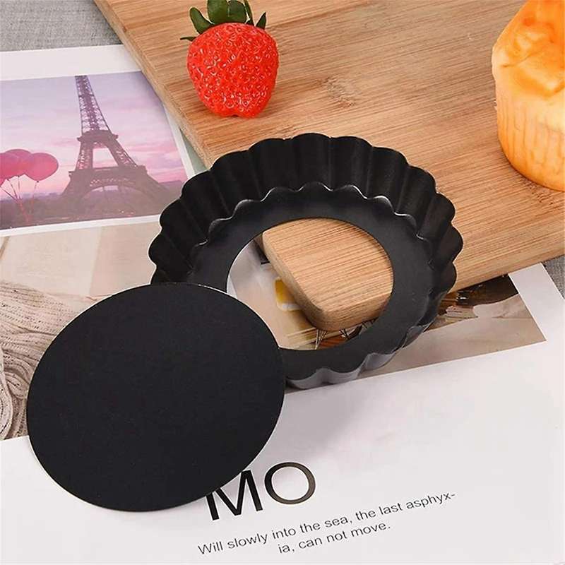 6pcs 4in/10cm Mini Pie Muffin Cupcake Pans Non-stick Tart Quiche Flan Pan Mold Removable Loose Botto