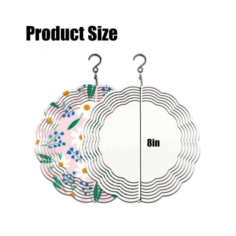 6Pcs 8 Inch Sublimation Wind Spinner Blanks 3D Wind Spinners Hanging Wind Spinners for Garden Decor