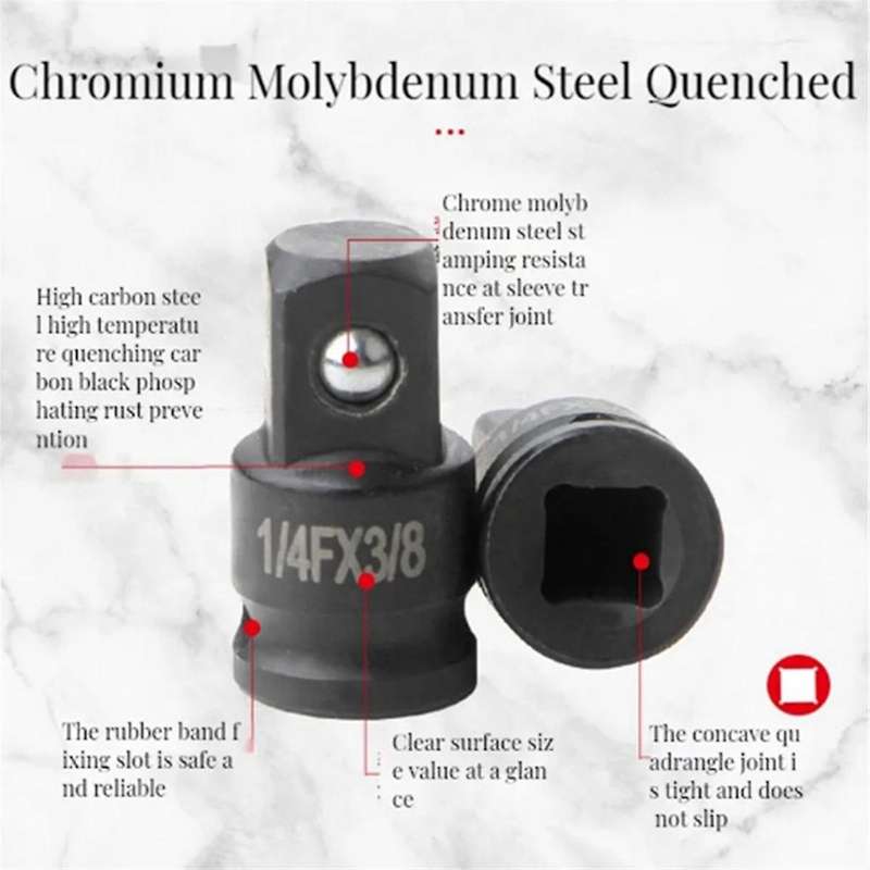 6pcs Adapter Pneumatic Sleeve Head 1/2 to 3/4 Red Plastic Box for Automobile Torque Mechanical Hard