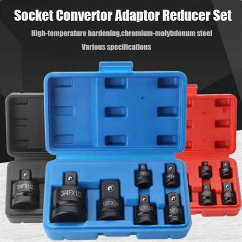 6pcs Adapter Pneumatic Sleeve Head 1/2 to 3/4 Red Plastic Box for Automobile Torque Mechanical Hard