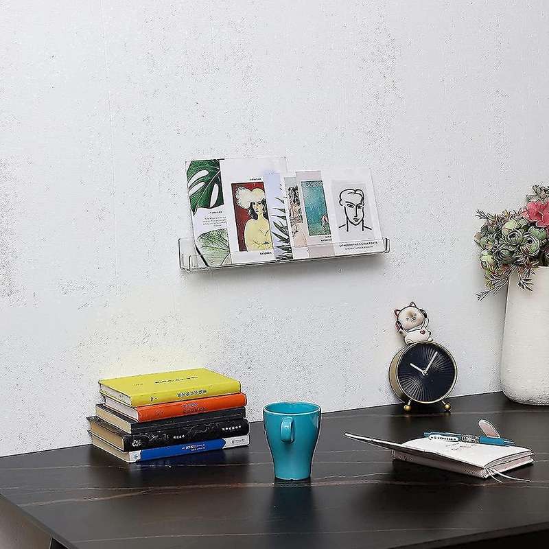 6Pcs Acrylic Clear Floating Bookshelf,Invisible Wall Mounted Bookshelf,Modern Picture Display Toy O