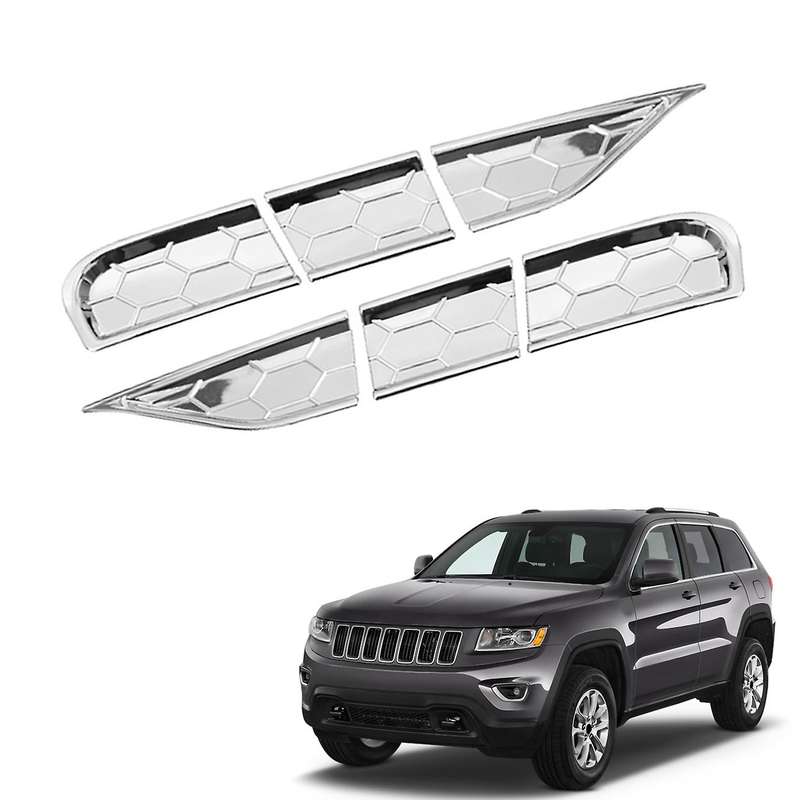 6Pcs ABS Car Front Headlight Cleaning Decoration Cover Trim Stickers for Grand 2014-2016 silver