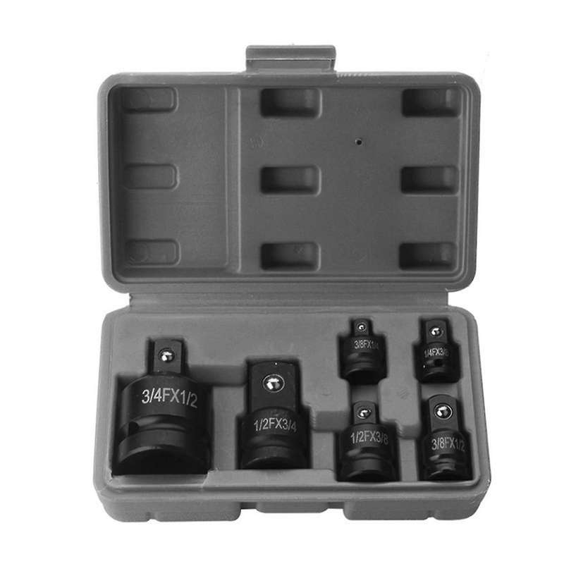 6pcs Adapter Pneumatic Sleeve Head 1/2 to 3/4 Black Plastic Box for Automobile Torque Mechanical Ha