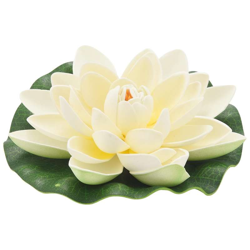 6Pcs Artificial Floating Foam Lotus Flowers,With Water Pad Ornaments, White,Perfect for Patio Pond