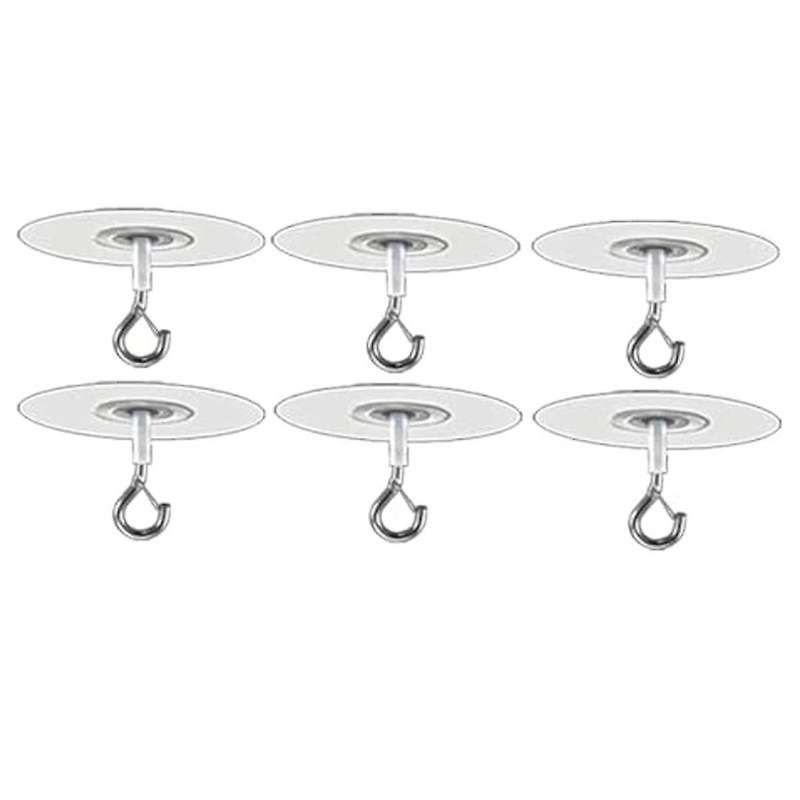 6pcs Adhesive Ceiling Hooks for Popcorn Concrete Textured Ceiling Wall Surface, No Drilling Self Ad