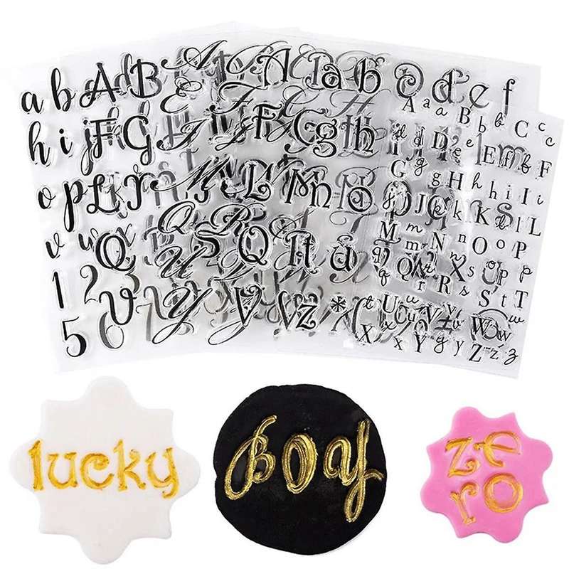 6Pcs Alphabet Letter Fondant Stamps for Biscuit Cake Cookie Fondant Embossing DIY Cutter Pastry Acce