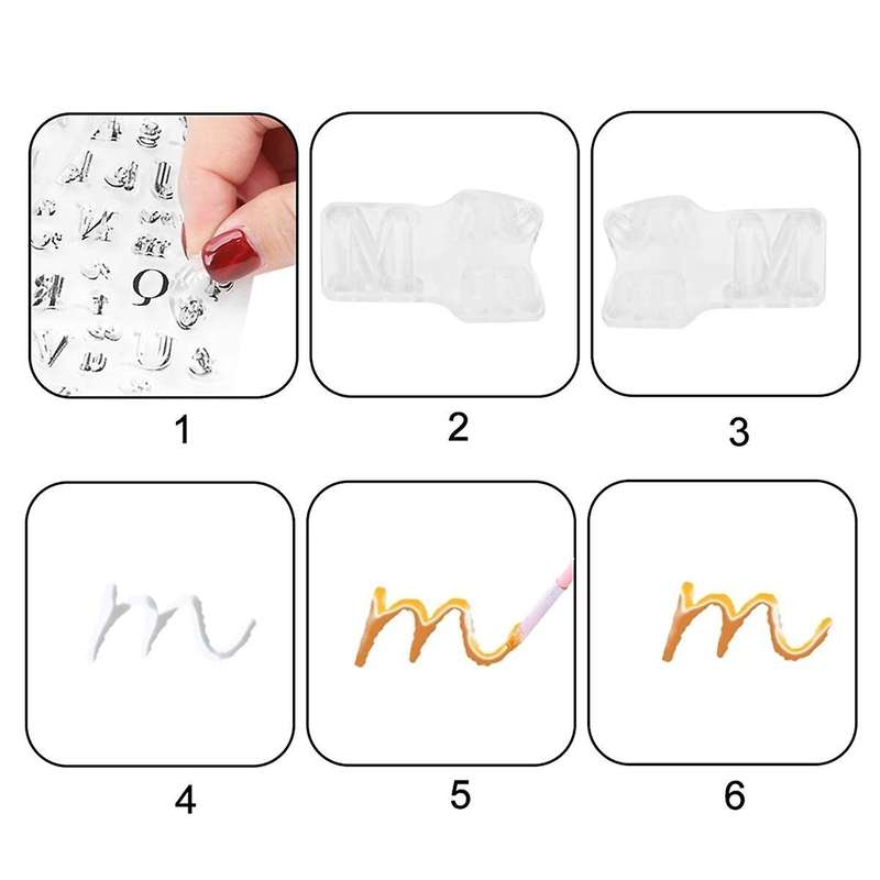 6Pcs Alphabet Letter Fondant Stamps for Biscuit Cake Cookie Fondant Embossing DIY Cutter Pastry Acce
