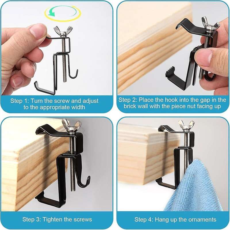 6pcs Brick Hangers, Metal Brick Hangers Adjustable Brick Hooks Heavy-Duty Brick Hangers No Drills Wa