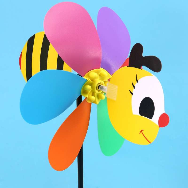6pcs Bee Wind Pinwheels 3d Animal Windmills Garden Stakes Ornaments for Lawn Yard Patio