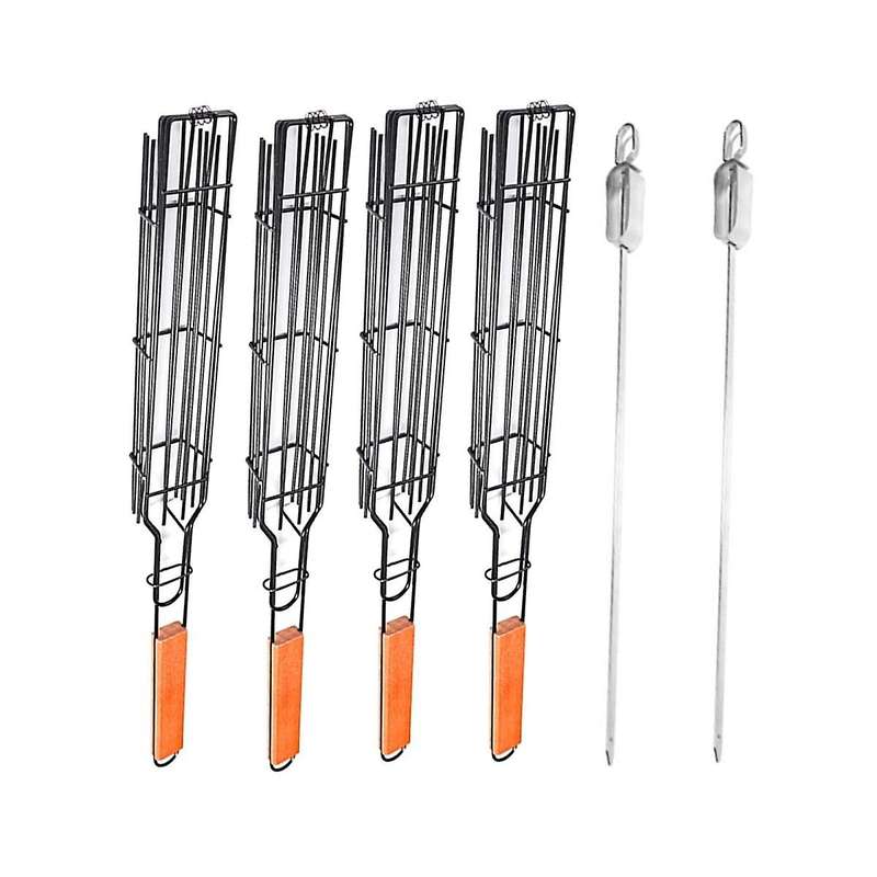 6pcs Bbq Grilling Basket Stainless Steel Barbecue Grill Basket Tools Grill Mesh for Fish Vegetable