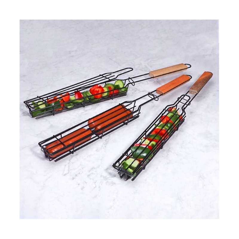 6pcs Bbq Grilling Basket Stainless Steel Barbecue Grill Basket Tools Grill Mesh for Fish Vegetable