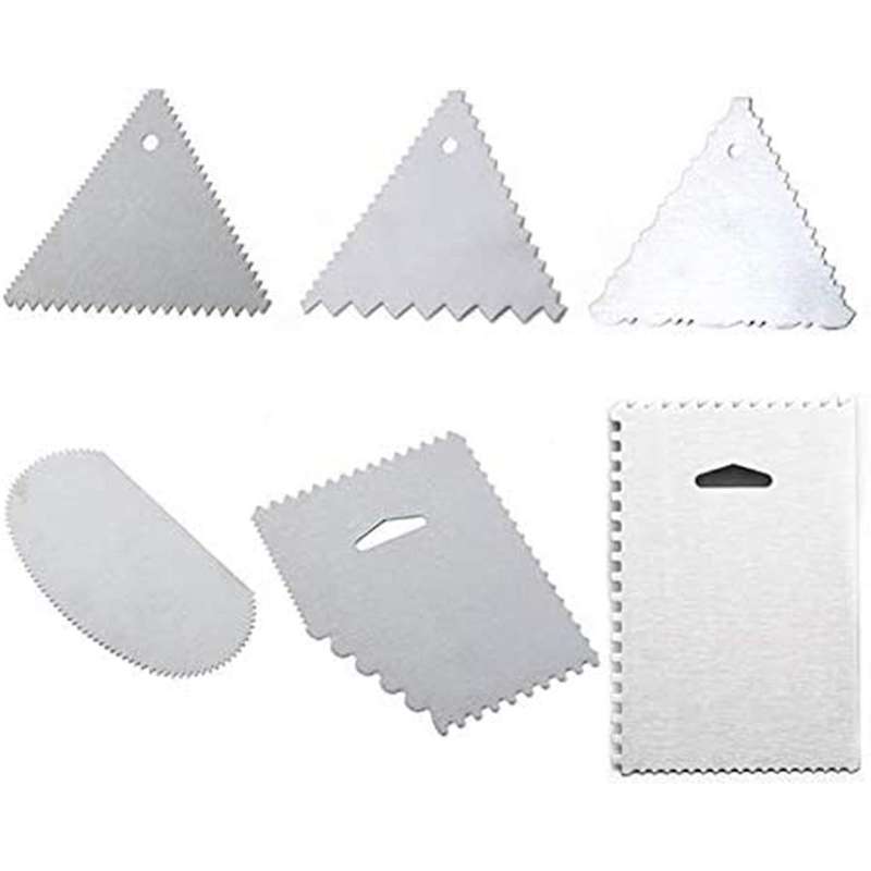 6Pcs Cake Scraper 430 Stainless Decorating Comb and Icing Smoother for Cake Decorate