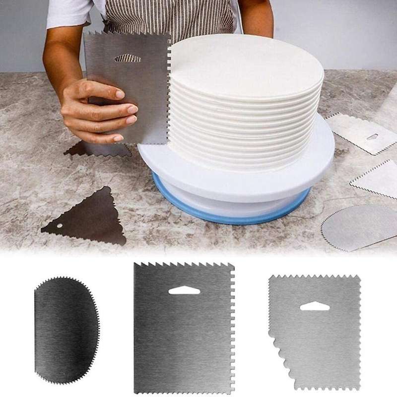 6Pcs Cake Scraper 430 Stainless Decorating Comb and Icing Smoother for Cake Decorate
