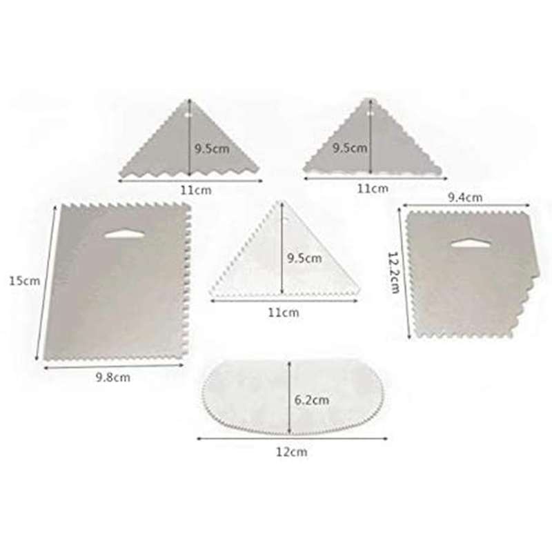 6Pcs Cake Scraper 430 Stainless Decorating Comb and Icing Smoother for Cake Decorate