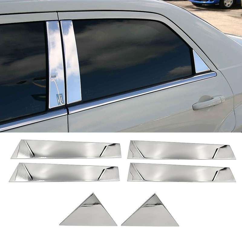 6Pcs Car Door Window Chrome Pillar Post Trim 2005-2010 300 300C Chrome Trim Decoration