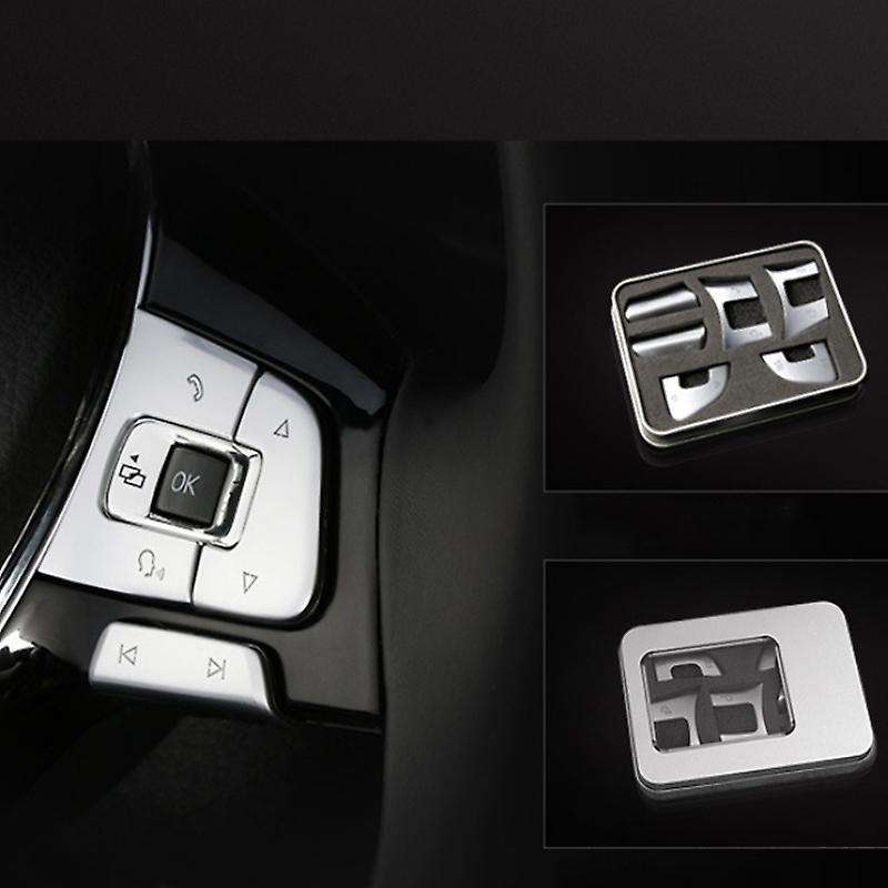6Pcs Car Steering Wheel Button Knob Trim Cover Sticker for B7 B8 GOLF MK7 Automotive Interior Trim